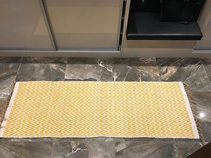 Yellow Chevron Handmade Recycled Cotton Jute Washable Hall Rugs Runner 70x200cm - Picture 1 of 8