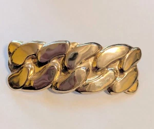 Clip de pelo vintage pasador tono dorado rectangular 4" - Imagen 1 de 5