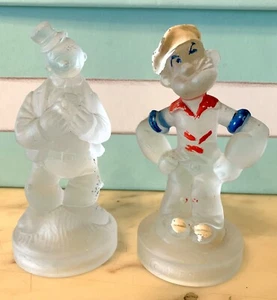 2x VINTAGE Figur Figur STATUETTE GLAS POPEYE Wimpy KFS 60er Jahre - Bild 1 von 11