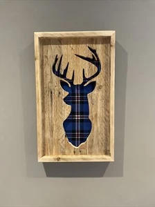 Cabeza de ciervo de madera hecha a mano hecha de palet - Ranger FC Tartan - Imagen 1 de 5