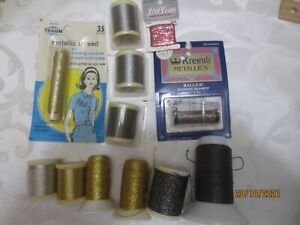 13 Metallic Thread Spools - DMC- Madeira - Traum -Coats - Kreinik - Wooly