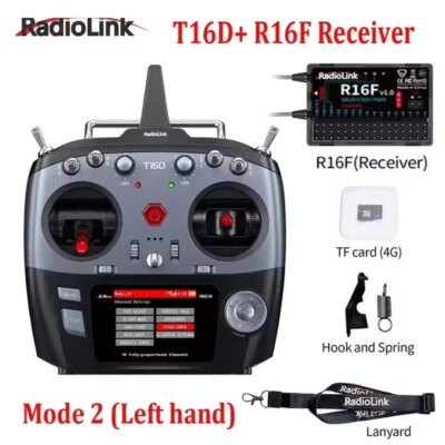 RadioLink T16D Control Remoto 2.4GHz 16 Canales Transmisor con Receptor R16F Foto 1 de 4