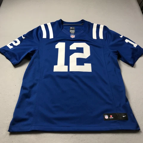 Indianapolis Colts Jersey Mens XL Blue White Nike Andrew Luck #12 NFL Logo Cover