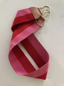 Kate Spade Dress Fabric Wide belt pink Red Gold clasp leather Adjustable Striped - Picture 1 of 18