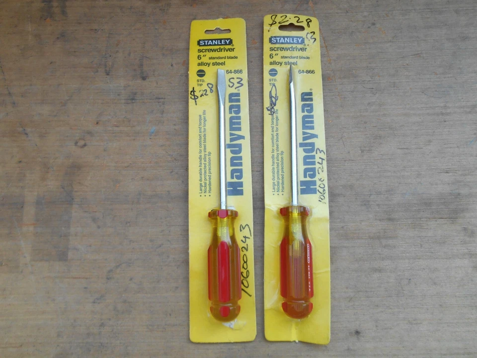 Vintage Restored Acetate Stanley 64-866 9" Flathead Screwdriver #1 USA Polished