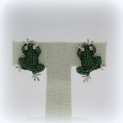 Orecchini rana verde in argento 925 - Immagine 1 di 2