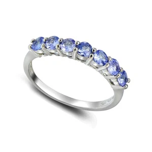 Sterling Silver Tanzanite Half Eternity Band Ring - Picture 1 of 6