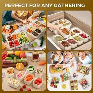 Snackle Box Container Divided Serving Tray with Lid and Handle Snack Tray Organi - Picture 1 of 8