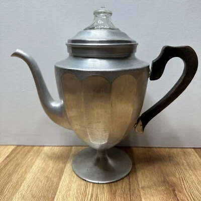 VTG Ornate PYREX Flameware Aluminum Percolator Coffee Tea Pot Complete - Image 1 of 4
