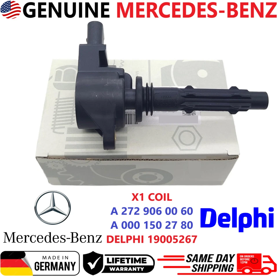 Bobina de encendido x1 genuina OEM nueva para Mercedes-Benz V6 V8 2005-2014, A0001502780 Foto 1 de 4