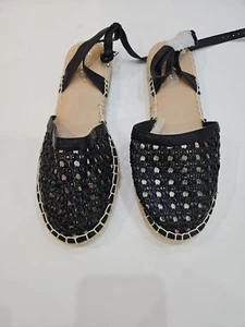 Miss Selfridge Black Flat Summer Sandals - Size 40 - Picture 1 of 4