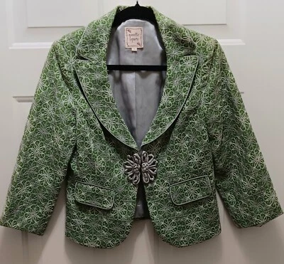 Blazer Nanette Lepore verde bordado - Chaqueta para mujer talla 10 Foto 1 de 4