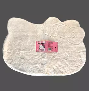 Alfombra de baño Hello Kitty 25" x 30" blanca antideslizante cabeza facial de gatito - Imagen 1 de 7