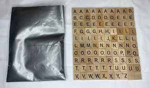 SCRABBLE Wood Tiles 100 Pcs. Full Set Wooden Replacement Letters With Bag OEM - Picture 1 of 3