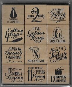 Stampabilities Wood Block Rubber Stamp Set - 12 DAYS OF CHRISTMAS - new