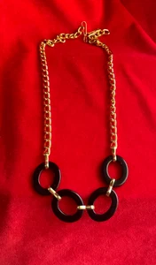 Cinturón de cadena de metal color dorado para mujer 4 círculo redondo negro 25" - Imagen 1 de 6