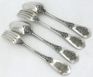 French Sterling Silver Minerva Flatware Forks/Spoons For 2P, Ernest Compère 355G - Picture 1 of 11