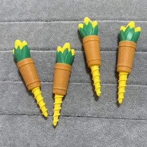 Vintage Plastic Corn on the Cob Holders, 2 Pairs, Corn in wooden Bucket Design - Picture 1 of 4