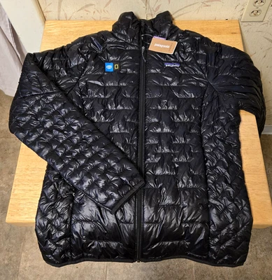Patagonia Women's Macro Puff Black Quilted Insulated Puffer Full Zip Jadket Sz M - Image 1 of 4