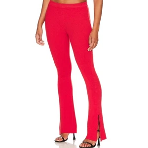 Revolve NBD Zuri Red Knit Ankle Slit Flared Hi-Rise Pants - Bild 1 von 7