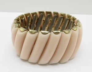 Vintage Bergere Bracciale Espansione Termoset Plastica Mod/Retro Anni 50 Rosa Chiaro Massiccio - Foto 1 di 11