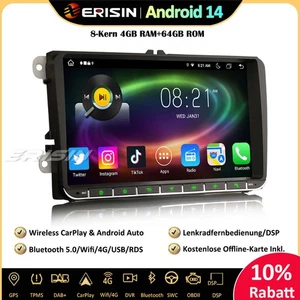9" 64GB Android 14 Navi Autoradio für VW Passat Polo Golf 5/6 Tiguan Caddy Seat - Bild 1 von 20