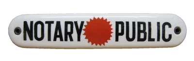 NOTARY PUBLIC Original Old Sign Unusual Thick Ceramic Porcelain Brass Grommets - Photo 1/4