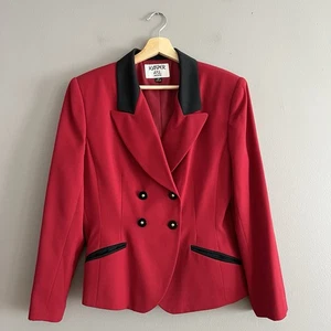 Chaqueta De Colección Kasper A.S.L Para Mujer Blaze Doble Pecho Bolsillos Roja Pequeña Talla 12P - Imagen 1 de 10