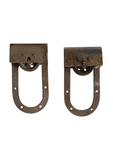 Vintage Antique Barn Sliding Door Roller Trolley Hangers Rusty Barn-Fresh Set 2 - Picture 1 of 5