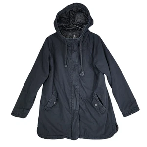 Volcom Quilted Parka sz M Womens Faded Black Hooded Cotton Pockets Grunge Skater - Picture 1 of 13