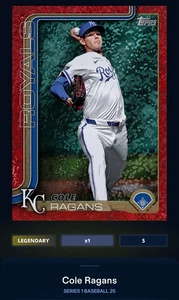 2025 Topps Series 1 **Bunt Digital** Cole Ragans Red Sparkle /5 Legendary - Picture 1 of 2