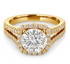 3.25Ct Round Moissanite Ring | 14K Yellow Gold | D/VVS1 Solitaire Engagement