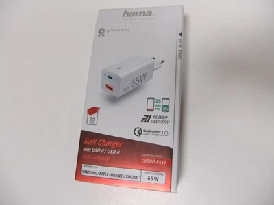 HAMA 65W Schnellladegerät, GaN, 1x USB, 1x USB-C - Bild 1 von 3