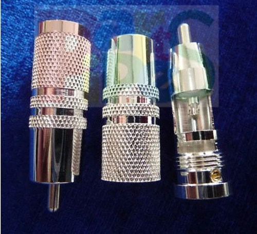 1 pair Pure Copper OFC Silver-Plated RCA Connector Plug for DIY Audio Cable 10mm - Image 1 of 1