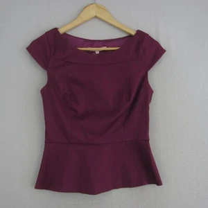 Review Top Womens 8 Red Maroon Fitted Blouse Shirt Work Event Career Ladies - Picture 1 of 16