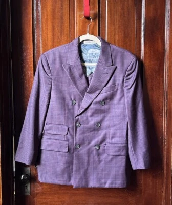 Blazer de lana Joseph Abboud forro estampado de calavera para hombre 38S Halloween Joker Foto 1 de 4