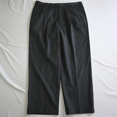 Hart Schaffner Marx 36x30 Gray Nailshead Wool Pleated Cuffed Mens Dress Pants - Image 1 of 4