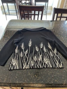 M St John Collection Sweater Embroidered Knit Black White Pullover Roll Neckline - Picture 1 of 6