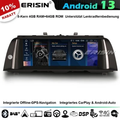 8-Kern 10.25" CarPlay Android 14 Autoradio Navi BMW 5er F10/F11 NBT IPS DAB+64GB - Bild 1 von 4