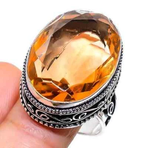 Honey Topaz Ring 925 Sterling Silver Ring Handmade Gemstone Ring Women's Ring - Picture 1 of 3
