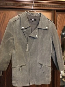 Damen Lederjacke von ASOS Gr. 38, grau, 3/4-Ärmel - Bild 1 von 5