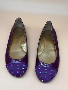 KATE SPADE NEW YORK Purple Green Studs Loafers Flats Size 7.5M Made In Brazil - Picture 1 of 10
