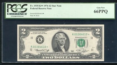 FR. 1935-K* 1976 $2 *STAR* FRN DALLAS, TX PCGS GEM UNCIRCULATED-66PPQ - Image 1 of 2