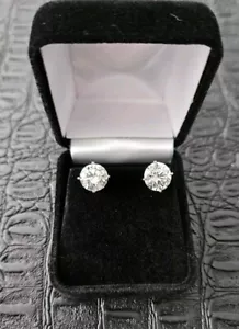 6 Ctw Lab Grown Diamond Stud Earrings 14k White Gold Certified E VS1 Screwback - Picture 1 of 5