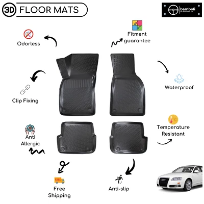 Alfombrilla de goma moldeada personalizada para Audi A6 2005-2010 (negro) Foto 1 de 3