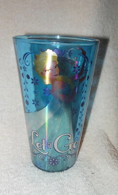 DISNEY COLLECTIBLE BLUE GLASS 'FROZEN' ELSA  'LET IT GO' PINT DRINKING GLASS - Imagem 1 de 4
