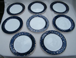 Sakura Bone China Galaxy 14k Gold Blau 8er Set Speiseteller 10 1/2" Durchmesser - Bild 1 von 7