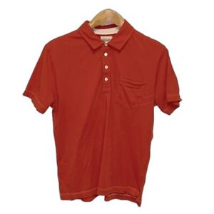 Billy Reid Red Orange Trim Fit Short Sleeve Polo Shirt Size L