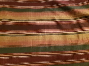 RAILROADED STRIPE AUTUMN TONES BROWN GOLD GREEN REMNANT UPHOLSTERY FABRIC - Picture 1 of 3