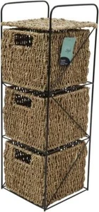 Seagrass Woven 3 Drawer Storage Tower Storage Unit Basket Storage Shelf - Picture 1 of 6